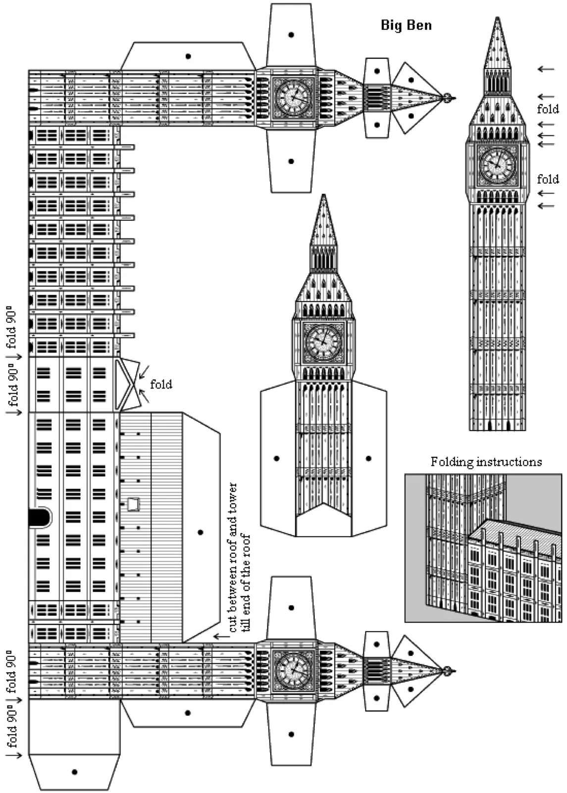 Bigben Clock Tower Paper Cutout 1