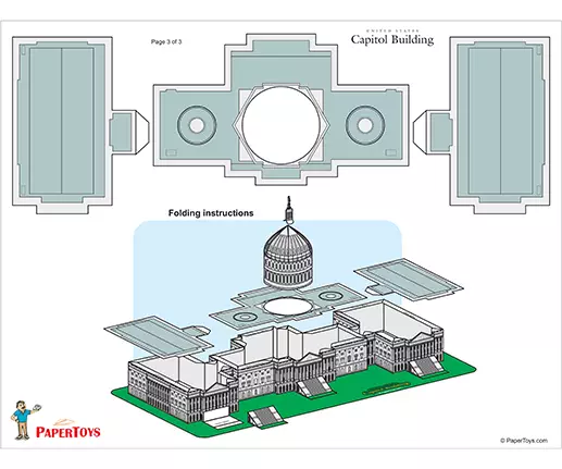 Capitol Building Washington Dc Paper Cutout 1