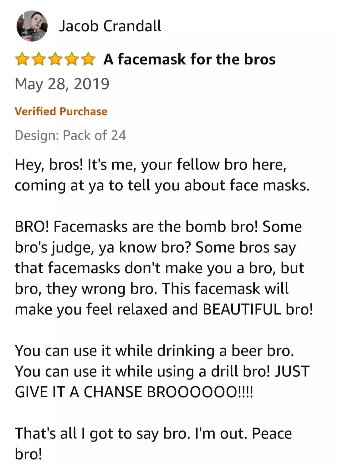Funny Amazon Review  Facemark