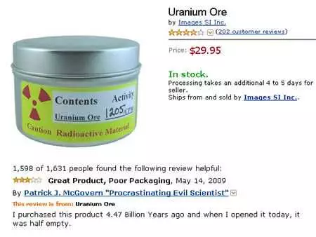 Funny Amazon Review  Uranium Ore On Amazon?