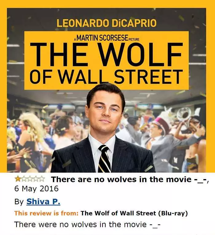 Funny Amazon Reviews  No Wolves In Wolf Of Wall Street
