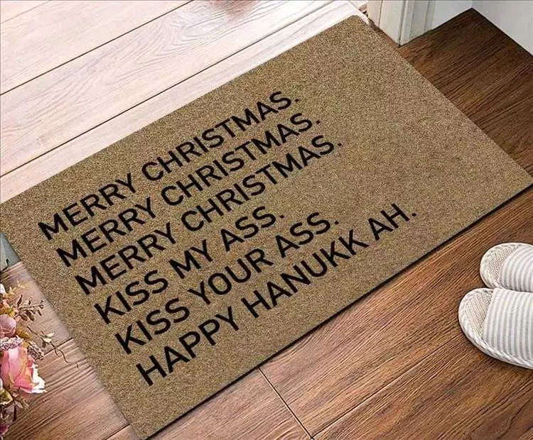 Funniest Christmas Floor Mats  Merry Christmas Kiss My Ass
