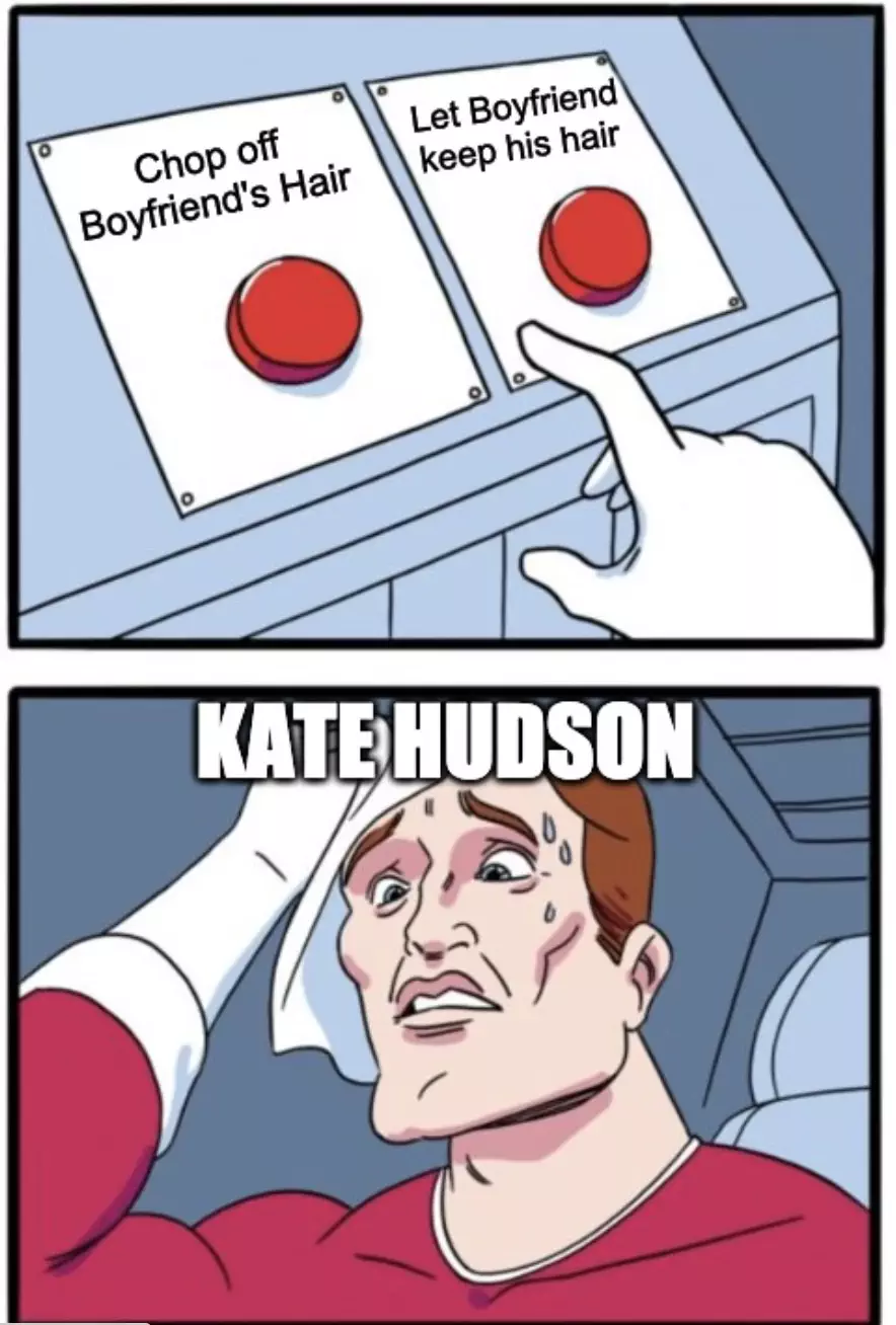 Kate Hudson Cut Boyfriend'S Pony Tail Meme