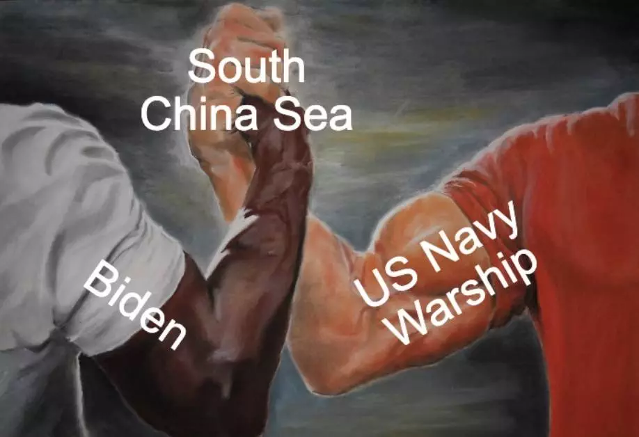 Biden Backed Up By Us Navy Meme