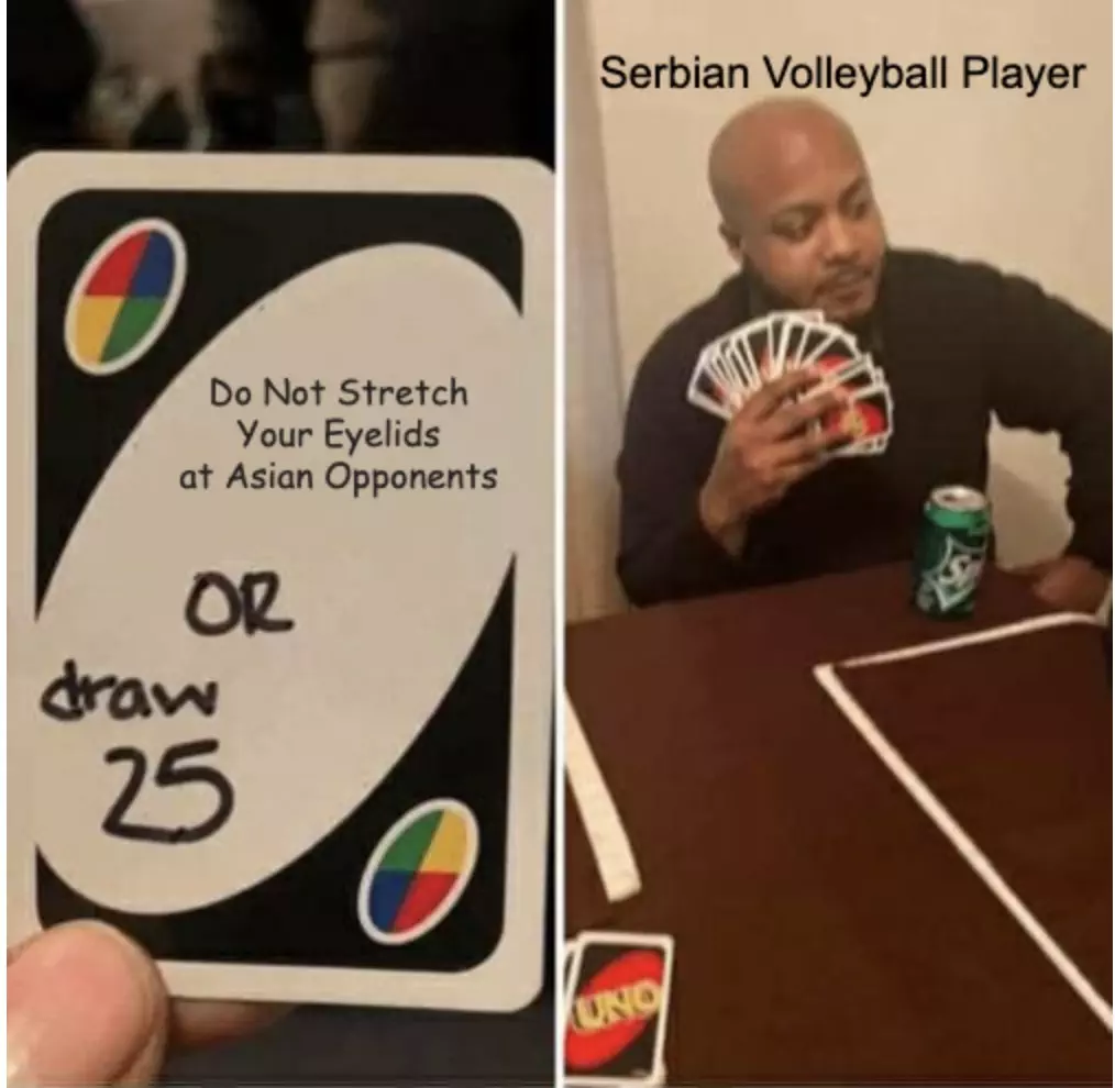 Serbian Volleyball Player Racist Gesture Meme