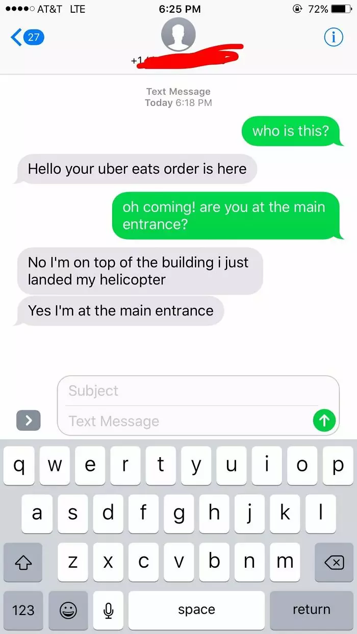 30 Hilariously Unhinged Text Conversations With Food Delivery Drivers