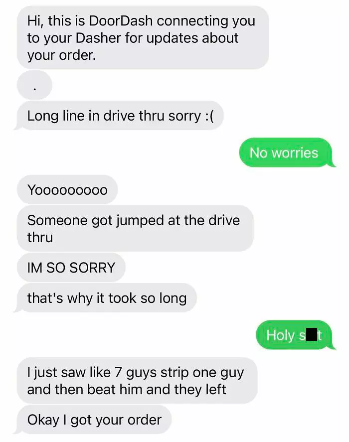 30 Hilariously Unhinged Text Conversations With Food Delivery Drivers