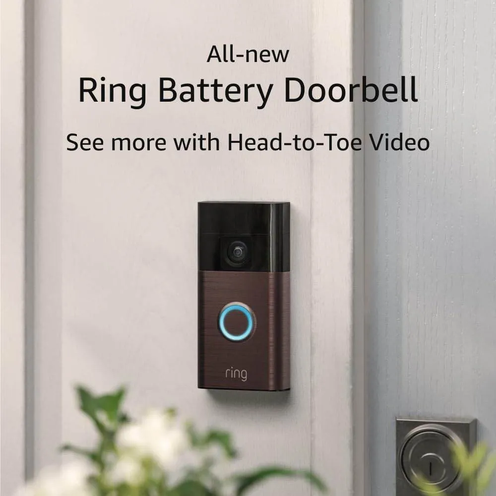 AllNew Ring Battery Doorbell, HeadToToe Video, Live View With TwoWay Talk, And Motion Detection &Amp; Alerts (2024 Release), Venetian Bronze