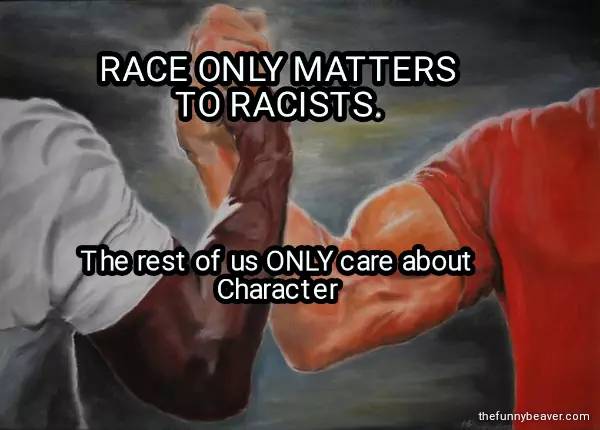 Race Only Matters To Racists.... The Rest Of Us Only Care About Character