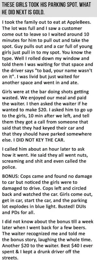 Short Story Hilarious One About Parking Etiquette