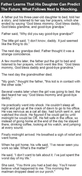 Short Story Hilarious One About A Child Who Can Tell The Future