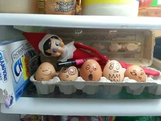 Elf On A Shelf  Vandalizing The Eggs