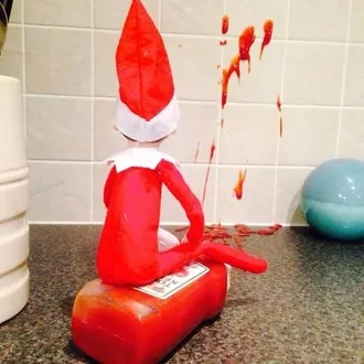 Elf On A Shelf Kitchen  Ketchup Vandalism