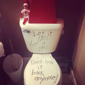 Elf On The Shelf  Frozen Quote On Toilet