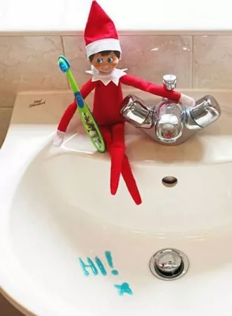 Elf On The Shelf Accessories  Toothbrush With Hi Written In Toothpaste