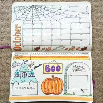 October Bullet Journal Month View