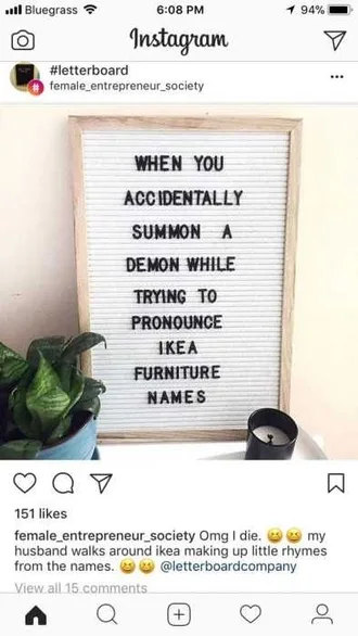 Funny Ikea Letter Board Quotes Swedish Names