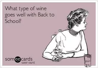 Someecard Meme Captioned What Type Of Wine Goes Well With Back To School?