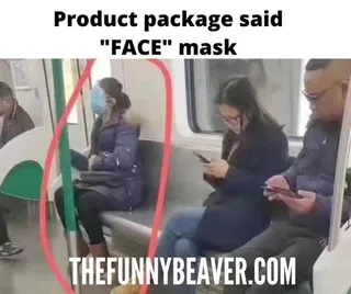 Funny-Face-Mask-Meme-Package-Says-Facemask Funny Corona Virus Memes She Can'T See Herself Getting The Virus