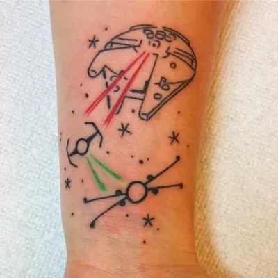 Best Star Wars Tattoos  X Wing Vs Tie Fighter Vs Millennium Falcon