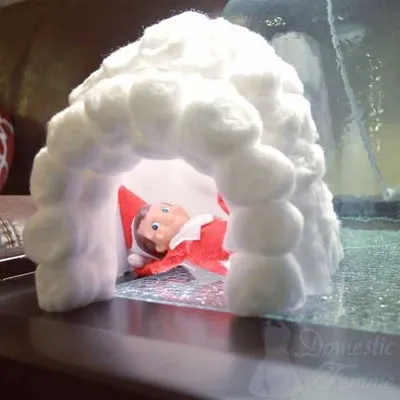 Elf On A Shelf Kitchen  Cotton Ball Igloo