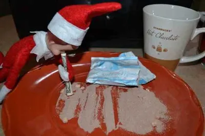 Elf On A Shelf Kitchen  Snorting Hot Chocolate Powder