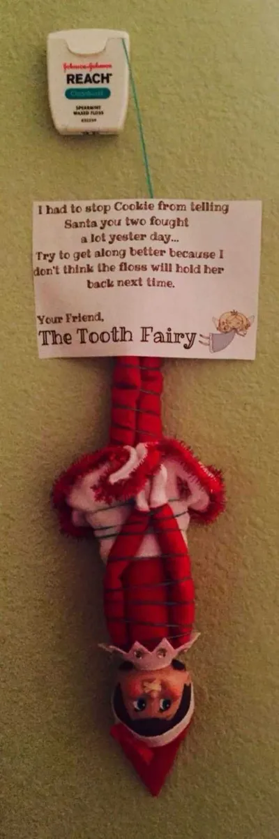 Elf On The Shelf Funny  Elf Tied Up By Tooth Fairy