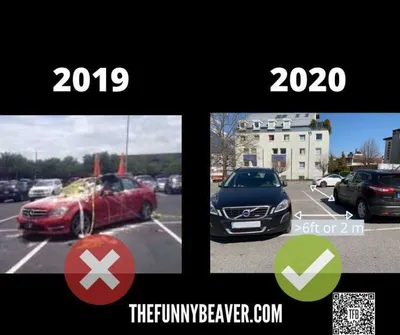 Funny Coronavirus Picture Showing How Parking Etiquette Has Changed Due To Covid