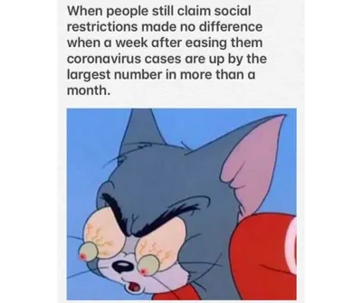 Tom's Eyes Pop Out When Cases Of Covid19 Jumps After Lockdown Eases Meme