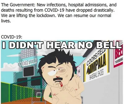 Meme From South Park Boxer As Covid19 Saying He Didn't Hear A Bell After Defeat