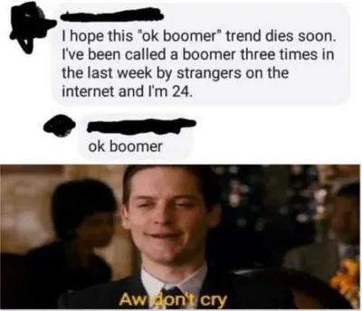 Ok Boomer Meme Laughing At 24 Year Olds Getting Called Boomers