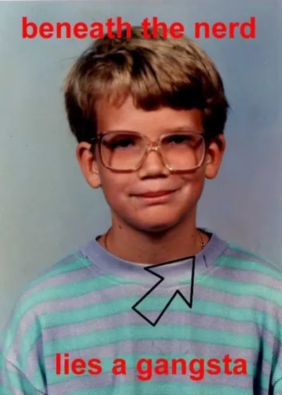 School Photo Meme Of A Nerd Who's A Little Gangsta