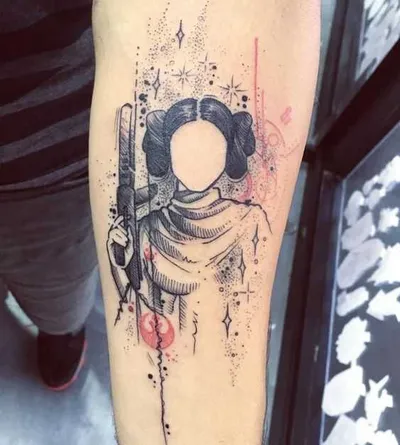 Cool Star Wars Tattoo  Leia Blank Face