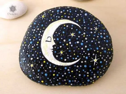 Painted Rock Idea Easy Celestial Scene