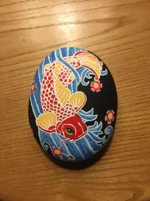 Painted Rock Idea Easy Koi