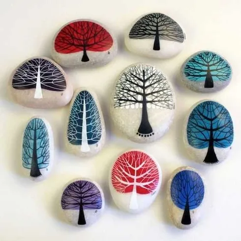 Painted Rock Idea Easy Trees
