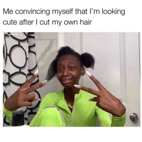 Meme-Cut-My-Own-Hair Funny Quarantine Memes Cutting Own Hair