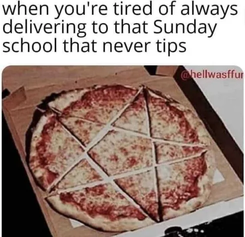 Hexing-Sunday-School-Pizza-Meme Meme Of How To Slice Pizza For Sunday School That Doesn't Tip