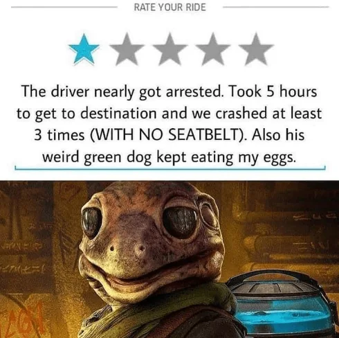Frog Lady's Ride Funny Mandalorian Memes Uber Space