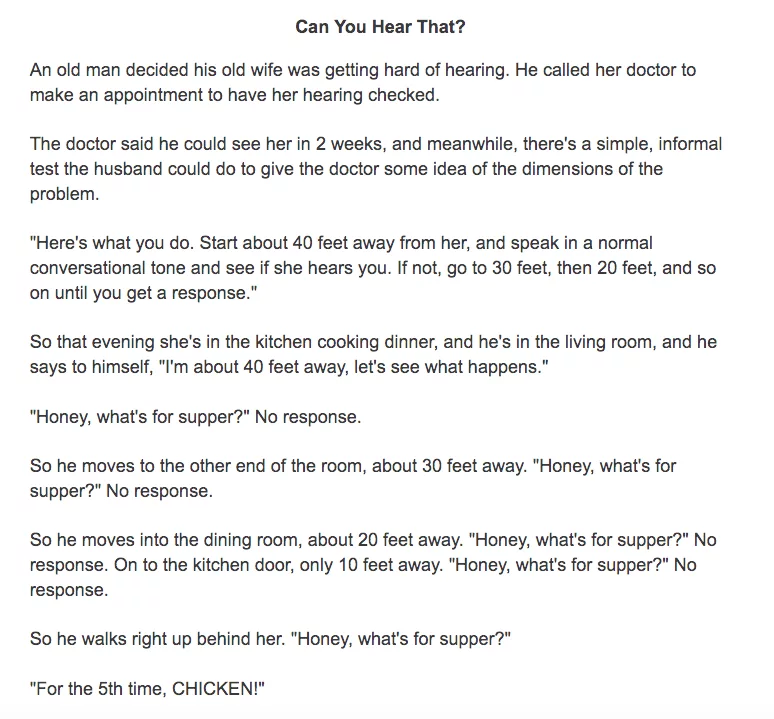 Funny Short Stories For Seniors  Hard Of Hearing