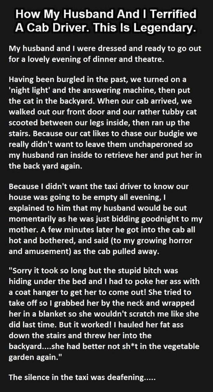 Humorous Short Story About Terrifying A Cab Driver 