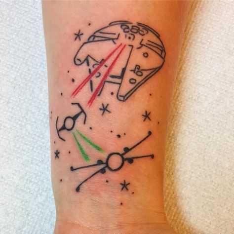 Best Star Wars Tattoos X Wing Vs Tie Fighter Vs Millennium Falcon