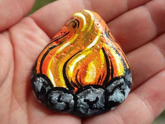 Fall Painted Rocks Cozy Fire