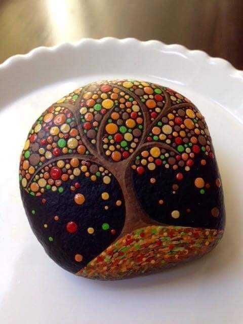 Halloween And Fall Themed Painted Rocks Tree Dropping Candies