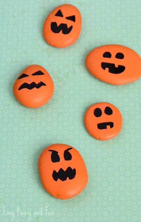 Halloween Painted Rocks Simple JackOLanterns