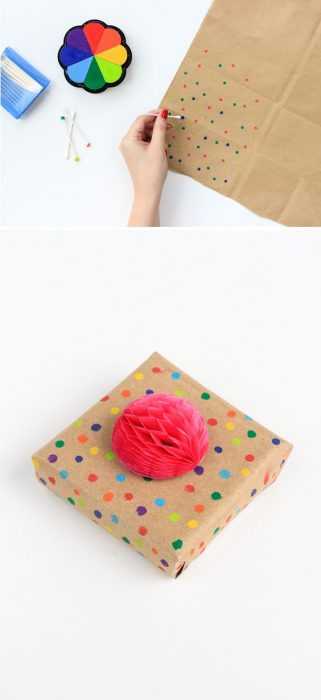 Diy Gift Wrapping Brown Paper With Polkadots