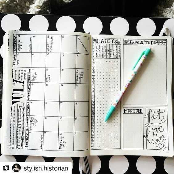 Bullet Journal Ideas Month Layout Template