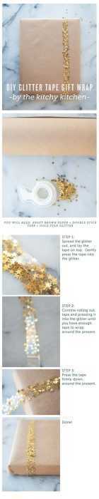 Diy Gift Wrapping  Brown Paper And Glitter