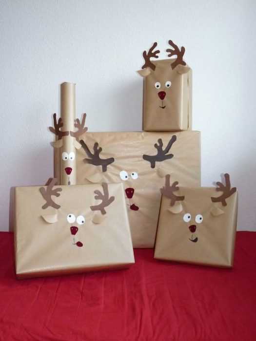 Diy Gift Wrapping Brown Paper Just Add Horns And Face
