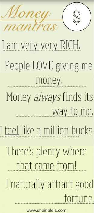 Positive Money Affirmations Money Mantras